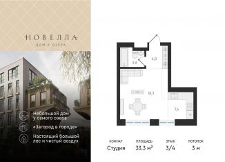 Продам квартиру студию, 33.3 м2, Новосибирск