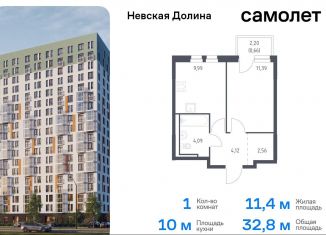 Продается однокомнатная квартира, 32.8 м2, Ленинградская область