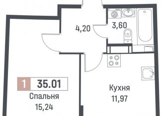 1-ком. квартира на продажу, 35 м2, Мурино