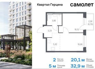 Продам 2-ком. квартиру, 32.9 м2, Москва, жилой комплекс Квартал Герцена, к2, район Бирюлёво Восточное