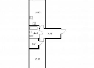 Продам 1-ком. квартиру, 47.6 м2, Санкт-Петербург