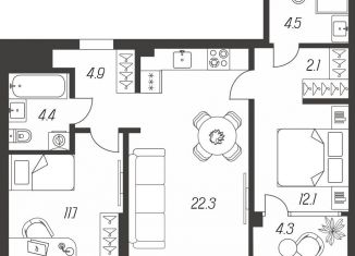 Продается 2-ком. квартира, 66.3 м2, Тула, улица Михеева, 9А