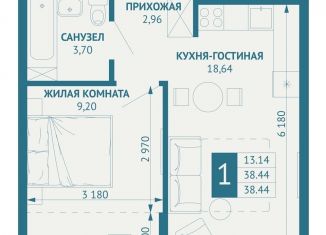 Продам 1-комнатную квартиру, 38.4 м2, Краснодарский край