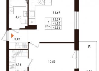 Продаю 1-ком. квартиру, 42.9 м2, Санкт-Петербург