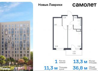 Продажа 1-ком. квартиры, 36.8 м2, Мурино