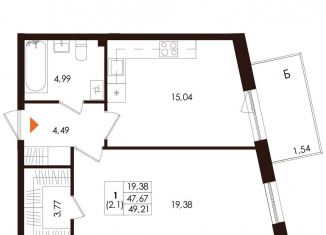 Продажа 1-комнатной квартиры, 49.2 м2, Сестрорецк