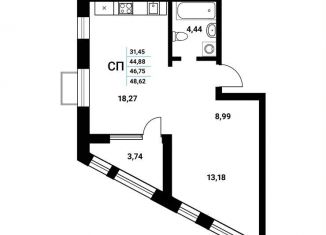 Продам квартиру свободная планировка, 46.8 м2, Воронеж, Железнодорожный район, набережная Чуева, 7