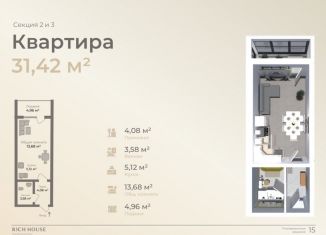 Продается 1-комнатная квартира, 31 м2, Махачкала, Жемчужная улица, 10