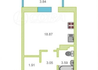 Квартира на продажу студия, 27.5 м2, Тюмень, Судоремонтная улица, 29к1, ЖК Новый Мыс