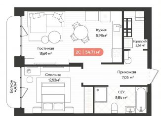 Продается 2-комнатная квартира, 54.7 м2, Новосибирск, метро Золотая Нива, Ленинградская улица, 342