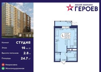 Квартира на продажу студия, 24.7 м2, Балашиха, ЖК Героев, проспект Героев, 15