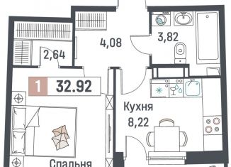 Продажа 1-ком. квартиры, 32.9 м2, Мурино