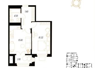 1-ком. квартира на продажу, 46.2 м2, Тула, Привокзальный территориальный округ, улица Смидович, 18Б