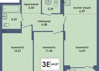 Продажа трехкомнатной квартиры, 64.9 м2, Пермский край