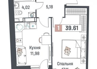 Продаю 1-ком. квартиру, 39.6 м2, Мурино