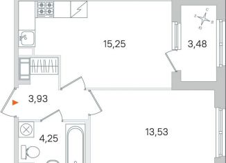 Однокомнатная квартира на продажу, 38.7 м2, Пушкин