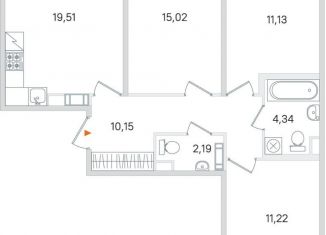 Продаю 3-ком. квартиру, 75.4 м2, Пушкин