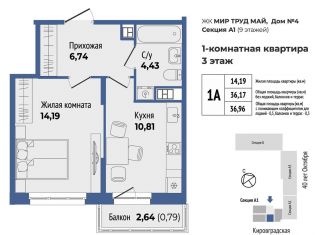 Продаю однокомнатную квартиру, 37 м2, Екатеринбург, метро Уралмаш