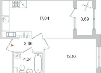 Продам 1-комнатную квартиру, 39.6 м2, Пушкин