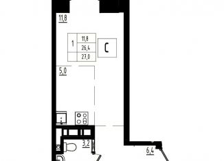 Продается квартира студия, 27 м2, Ярославль, Фрунзенский район