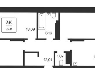 3-ком. квартира на продажу, 95.4 м2, Новосибирск