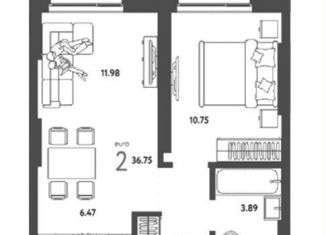 Продажа 2-комнатной квартиры, 36.8 м2, Новосибирск