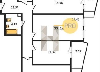 Продам трехкомнатную квартиру, 77.4 м2, Ростов-на-Дону, улица 23-я Линия, 54с8