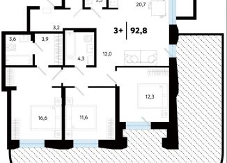 3-ком. квартира на продажу, 92.9 м2, Пермь, улица Судостроителей, 50, Кировский район