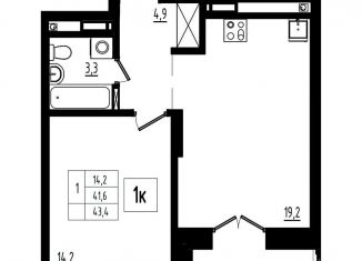 Продам 1-комнатную квартиру, 43.4 м2, Ярославль