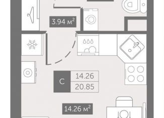 Продажа квартиры студии, 20.9 м2, Санкт-Петербург, Октябрьская набережная, 40к4, метро Елизаровская