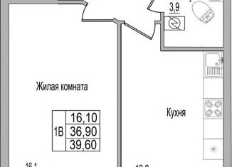 Продается однокомнатная квартира, 39.6 м2, деревня Борисовичи, улица Героя России Досягаева, 4