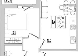 Продам 1-комнатную квартиру, 38.7 м2, Псковская область