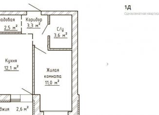 Однокомнатная квартира на продажу, 35.1 м2, Тольятти