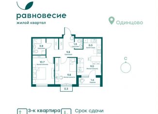 Продажа трехкомнатной квартиры, 51.5 м2, село Перхушково