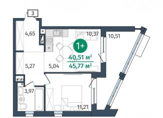 Продам 1-ком. квартиру, 40.5 м2, Тюмень, Центральный округ