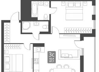 Продается трехкомнатная квартира, 67.7 м2, Новосибирская область, Тайгинская улица, с3