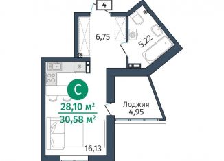 Квартира на продажу студия, 28.1 м2, деревня Дударева
