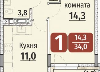 Продаю однокомнатную квартиру, 35.7 м2, Чебоксары, Калининский район