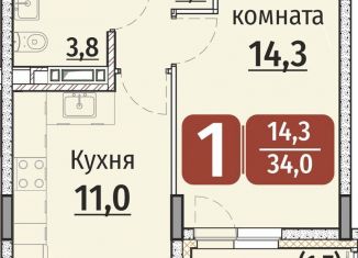 Продается однокомнатная квартира, 35.7 м2, Чебоксары, Калининский район