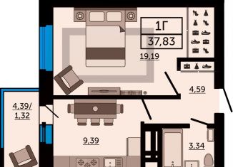 Продам 1-ком. квартиру, 37.8 м2, Ростов-на-Дону