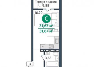 Продается квартира студия, 31.7 м2, деревня Дударева