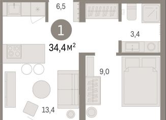 Продам 1-комнатную квартиру, 34.4 м2, Свердловская область