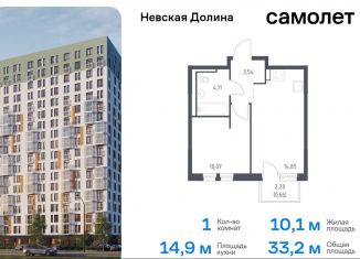 Продам однокомнатную квартиру, 33.2 м2, Ленинградская область, Невская Долина, 1.3