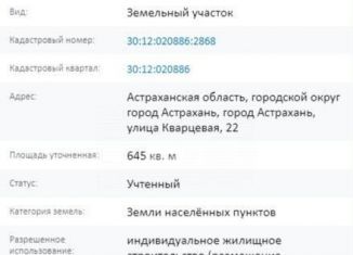 Продается участок, 650 сот., Астрахань, Новороссийская улица