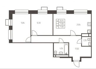 Продается 2-комнатная квартира, 71 м2, Московская область