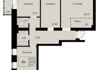 3-ком. квартира на продажу, 93.2 м2, Красноярск, Октябрьский район, улица Елены Стасовой, 80