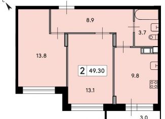 Продается 2-ком. квартира, 49.3 м2, Ленинградская область, Рождественская улица, 1к2