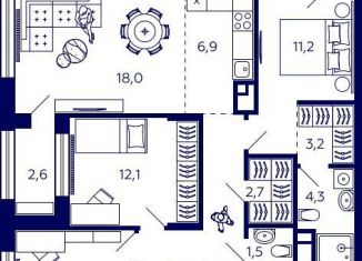 Квартира на продажу свободная планировка, 88.3 м2, Уфа, Октябрьский район, улица Энтузиастов, 7