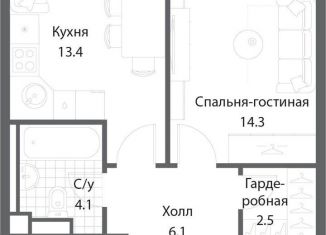 Продам однокомнатную квартиру, 40.3 м2, Москва, жилой комплекс Нагатино Ай-Ленд, к1, метро Технопарк