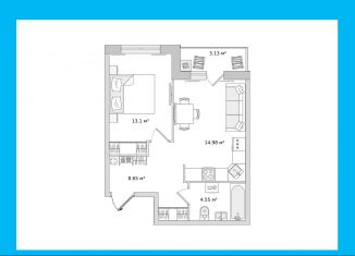 Продается 1-ком. квартира, 40.5 м2, деревня Новосаратовка, улица Первых, 4к7